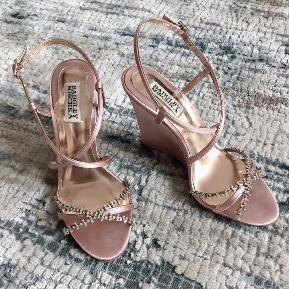 BADGLEY MISCHKA Gisele Wedge Evening Sandal Heel-7